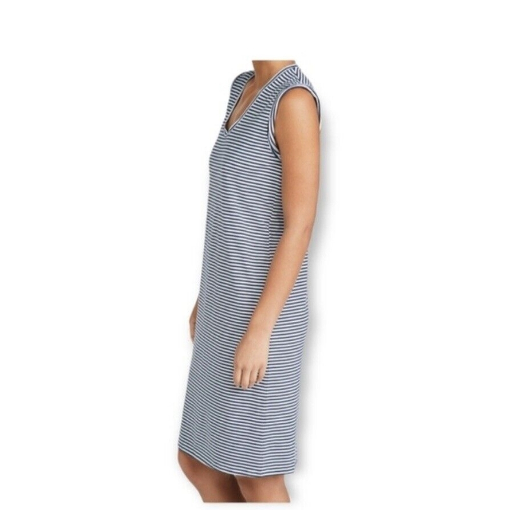 Theory Women's Deep Navy Striped Cuff Scoop Neck Sleeveless Sheath Dress Size M - Picture 3 of 4